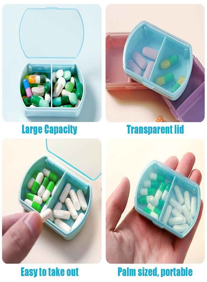 INVODA 6PCS Small Pill Case Travel Pill Box Cute Pill Organizer for Purse Portable Daily Medicine Organizer 2 Compartment Pill Holder for Vitamins, Fish Oil, Supplements - Image 3
